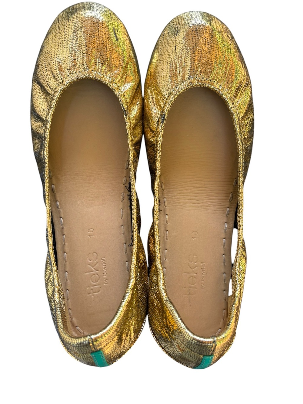 Rare Black Friday Limited Edition Tieks Theia Gold Leather Ballet Flats Size 10